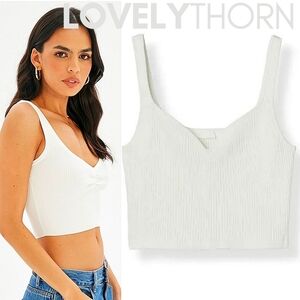 H&M // white super soft rib knit crop tank top